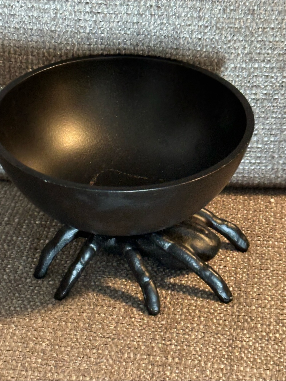 Black Decorative Bowl with Sculpted Spider Base